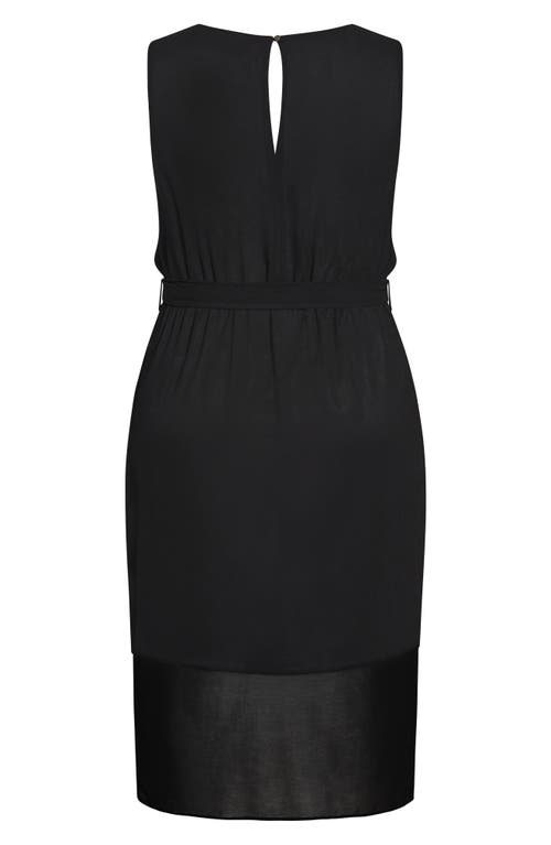 Shop City Chic Tie Belt Faux Wrap Dress In Black