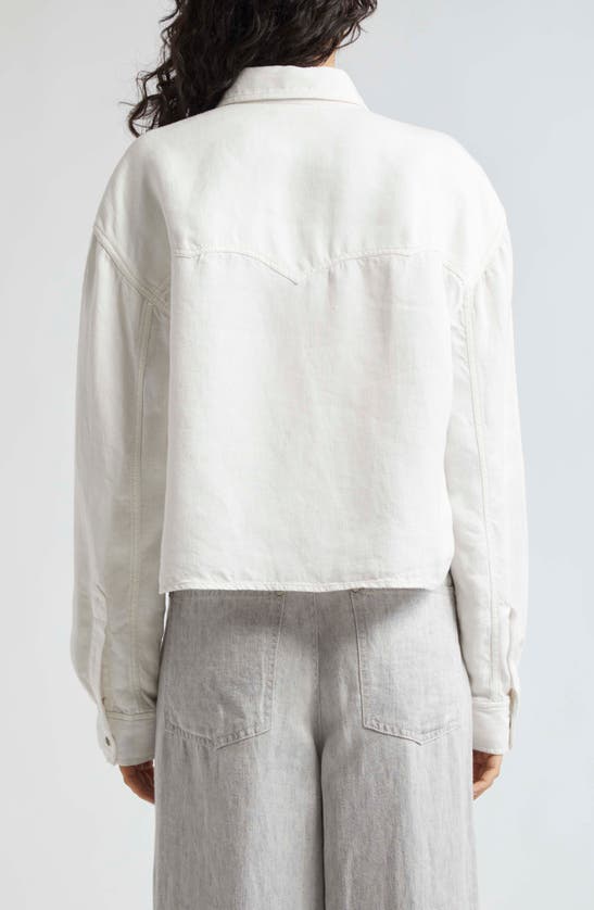 Shop Twp Cropped Og Denim Jacket In White