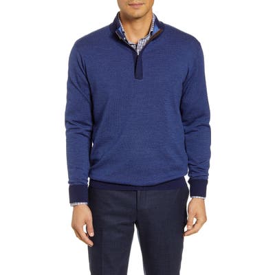 Peter Millar Needle Merino Wool Quarter Zip Pullover, Blue