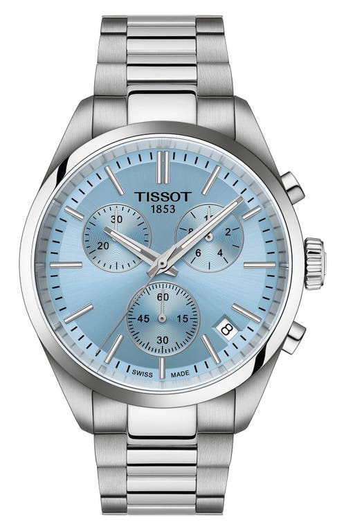 Tissot Pr100 Chronograph Bracelet Watch, 40mm In Ice Blue/silver