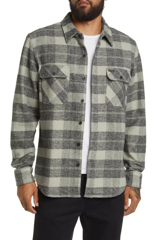 Brixton Bowery Standard Fit Plaid Flannel Button-Up Shirt Black/Charcoal at Nordstrom,