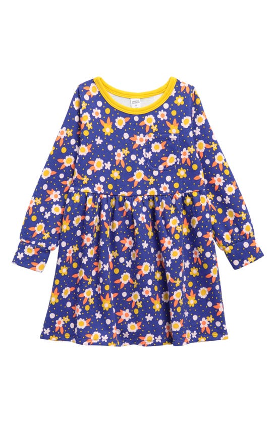 Harper Canyon Kids' Printed Pocket Dress In Blue Bluing Dot Daisies
