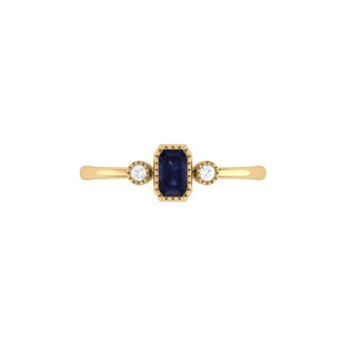 Shop Luvmyjewelry Emerald Cut Sapphire & Diamond Birthstone Ring In Yellow Gold