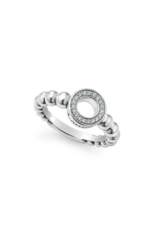 Shop Lagos Caviar Spark Diamond Open Circle Ring In Diamond/silver