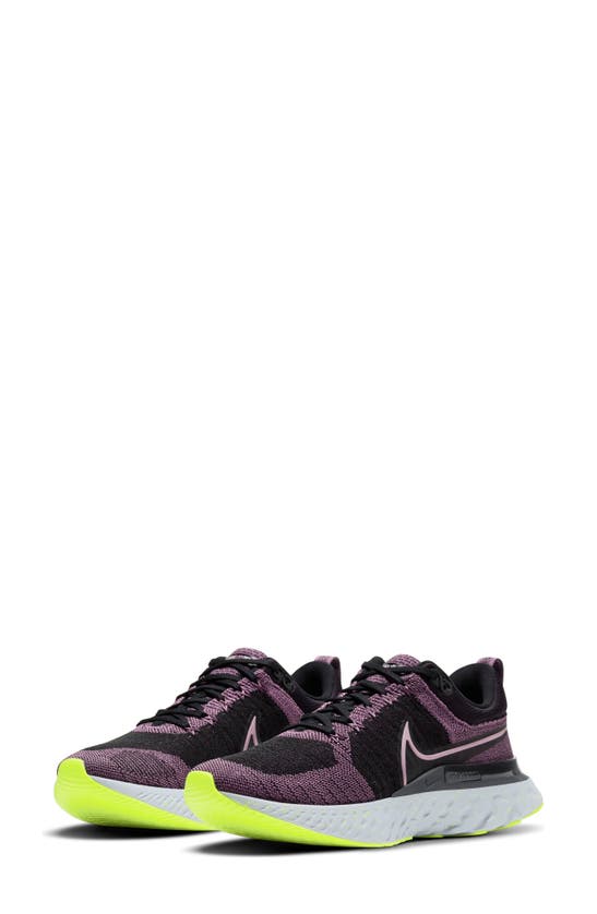 Nike Women's React Infinity Run Flyknit 2 Running Sneakers From Finish Line In Violet Dust/ Pink/ Black