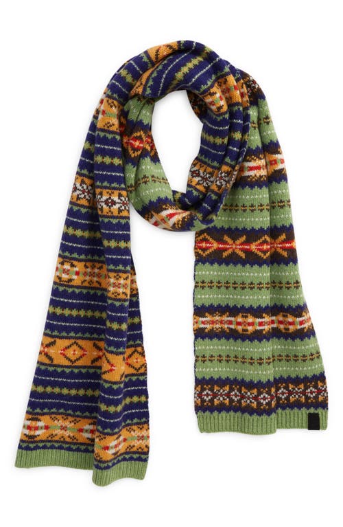 rag & bone Fair Isle Wool Scarf in Green Multi