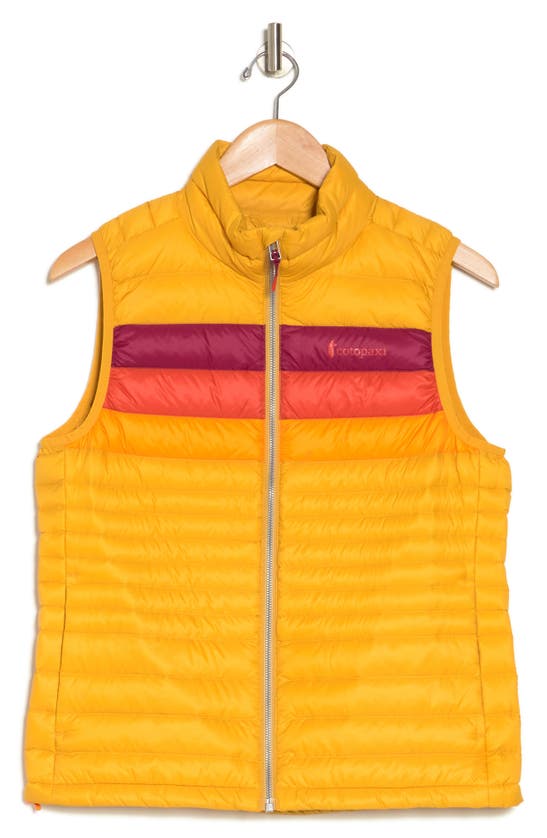 Shop Cotopaxi Fuego Quilted Down Fill Vest In Amber Stripes