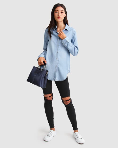 Shop Belle & Bloom Keep Me Wild Denim Top In Indigo