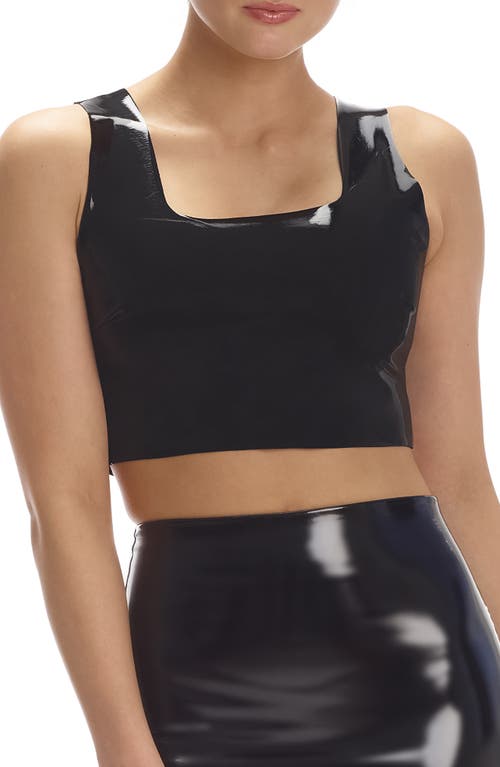 Patent Faux Leather Crop Top in Black