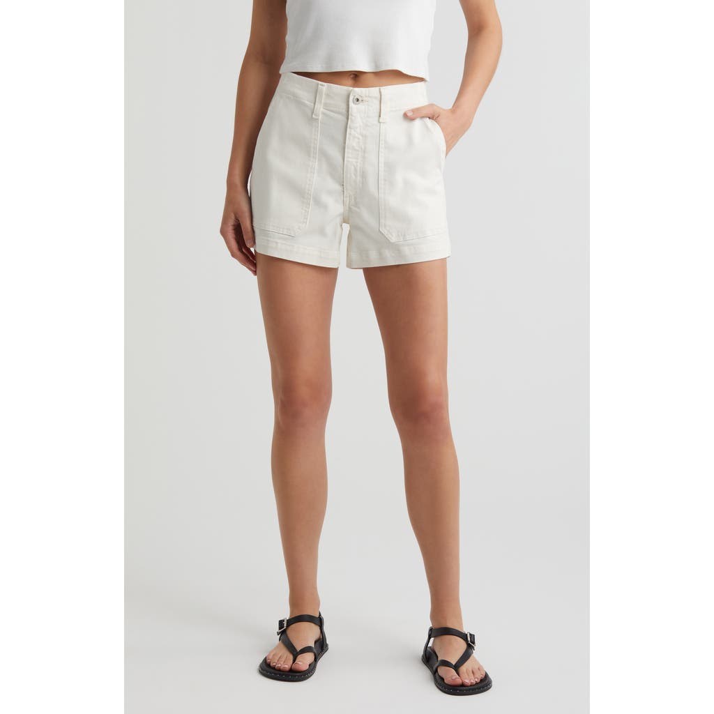 Ag Analeigh Patch Pocket Denim Shorts In White