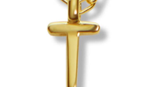 Argento Vivo Sterling Silver Initial Pendant Sterling Silver Paper Clip Chain Necklace In Gold - T