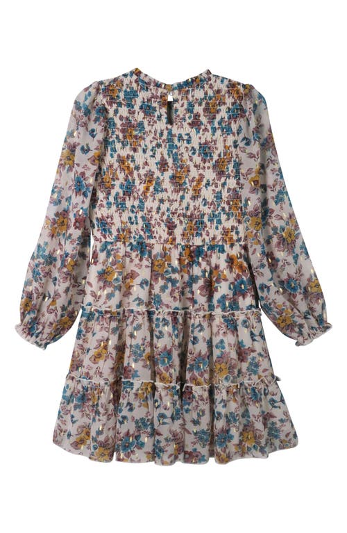 ZUNIE ZUNIE KIDS' LONG SLEEVE SMOCKED CHIFFON DRESS