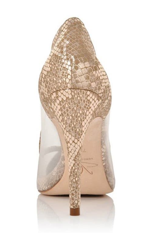 Joan Oloff Rebecca Mesh Pump In Champagne Metallic/mesh