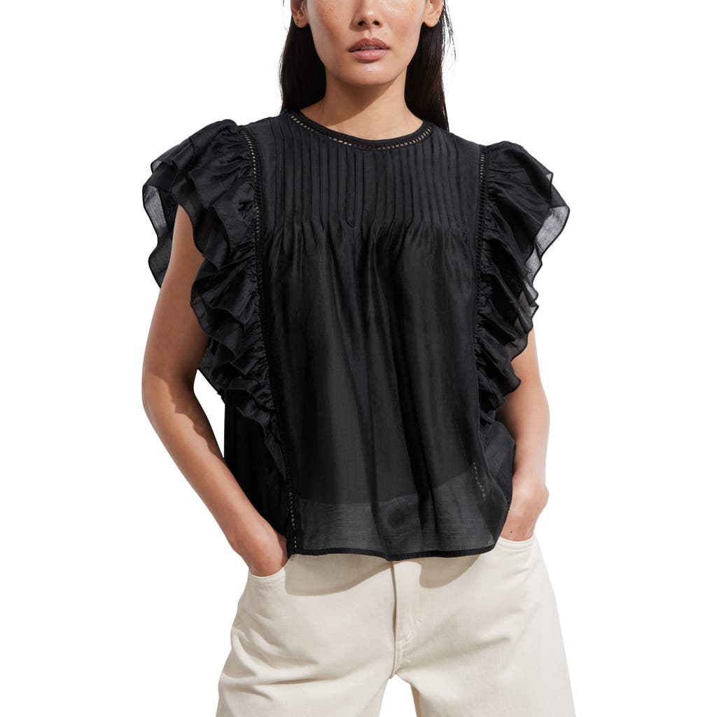 & Other Stories Ruffle Sleeveless Top In Black