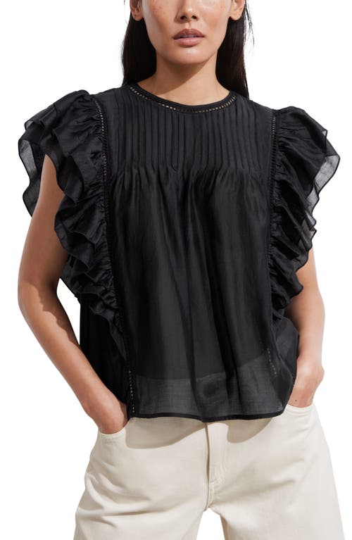 Shop & Other Stories Ruffle Sleeveless Top In Off Black