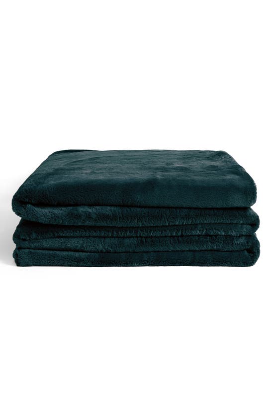 Unhide Lil Marsh Family Faux Fur Blanket In Emerald