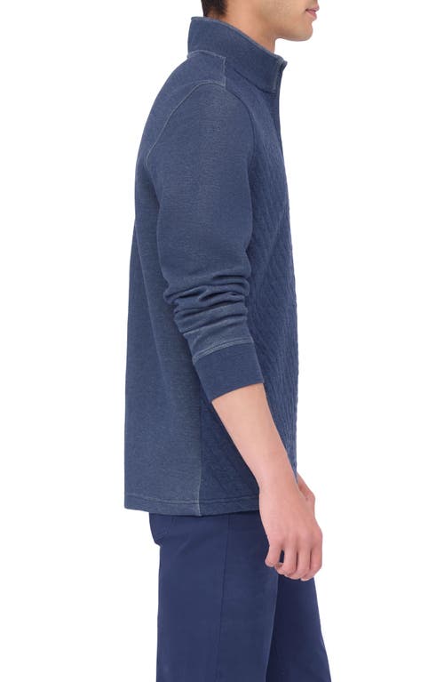 Shop Bugatchi Quarter Zip Pullover In Navy