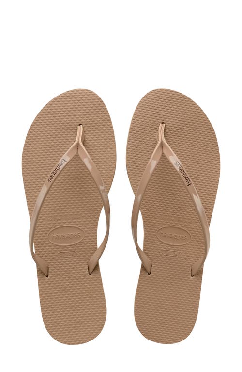 Shop Havaianas You Flip Flop In Rose Gold/gold