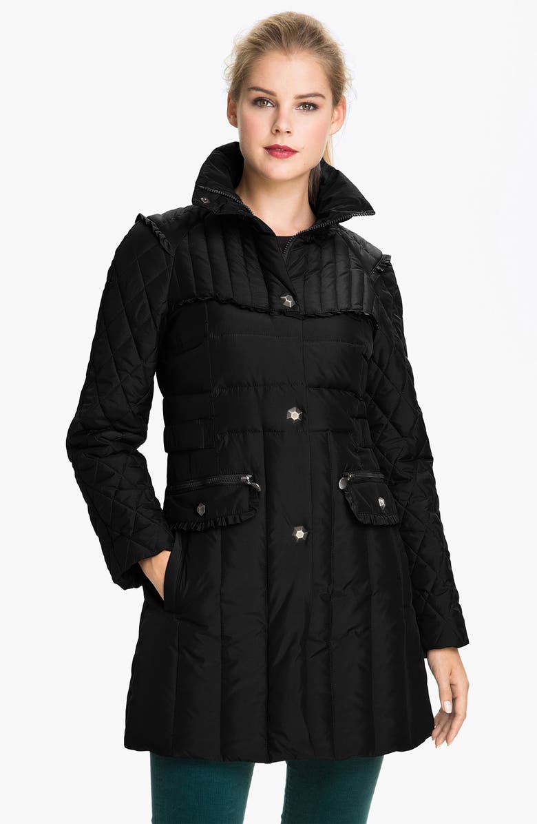 Betsey Johnson Stand Collar Quilted Walking Coat | Nordstrom