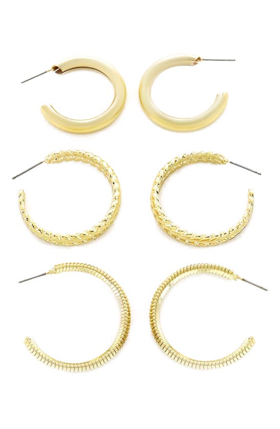 Shop Panacea Set Of 3 Hoop Earrings In Gold