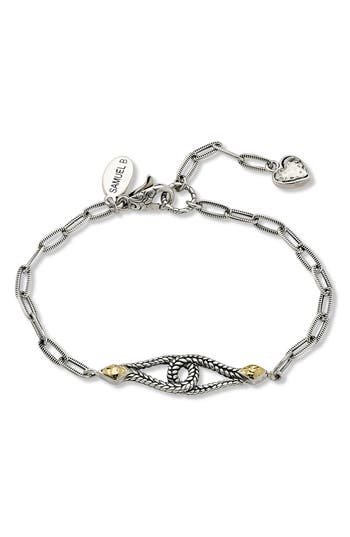 Shop Samuel B. Stainless Steel 18k Gold Paperclip Loop Bracelet In Silver/gold