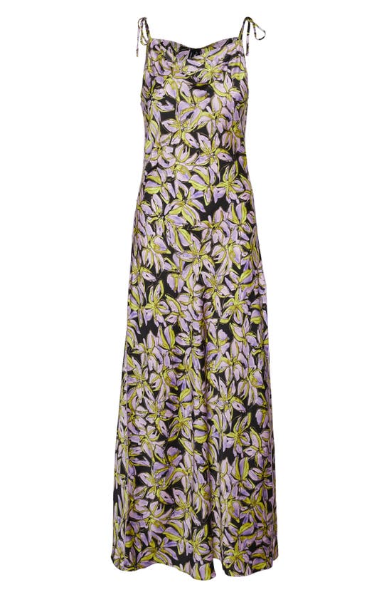 Shop Vero Moda Kyra Floral Tie Strap Maxi Dress In Black Aop Purple Pai