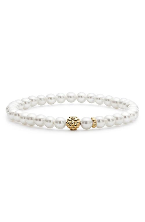 Lagos Caviar Icon Cultured Freshwater Pearl Bracelet With 18k Gold Caviar Station In Pearl/gold