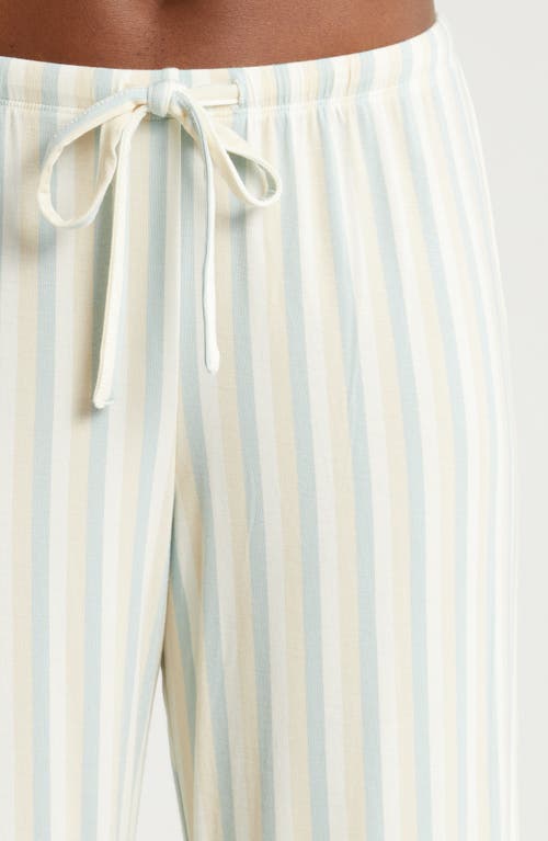 Shop Nordstrom Moonlight Eco Knit Pajamas In Teal Mist Tricolor Stripe