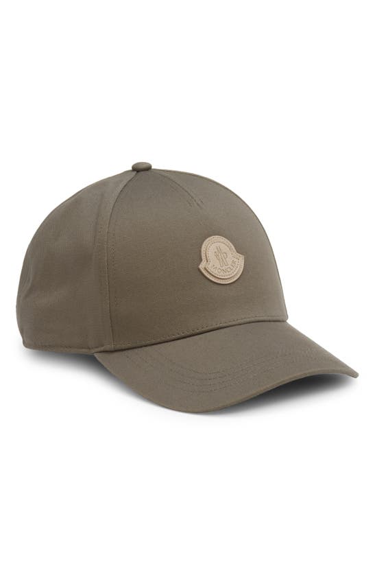 Shop Moncler Logo Patch Cotton Baseball Cap In Dark Green