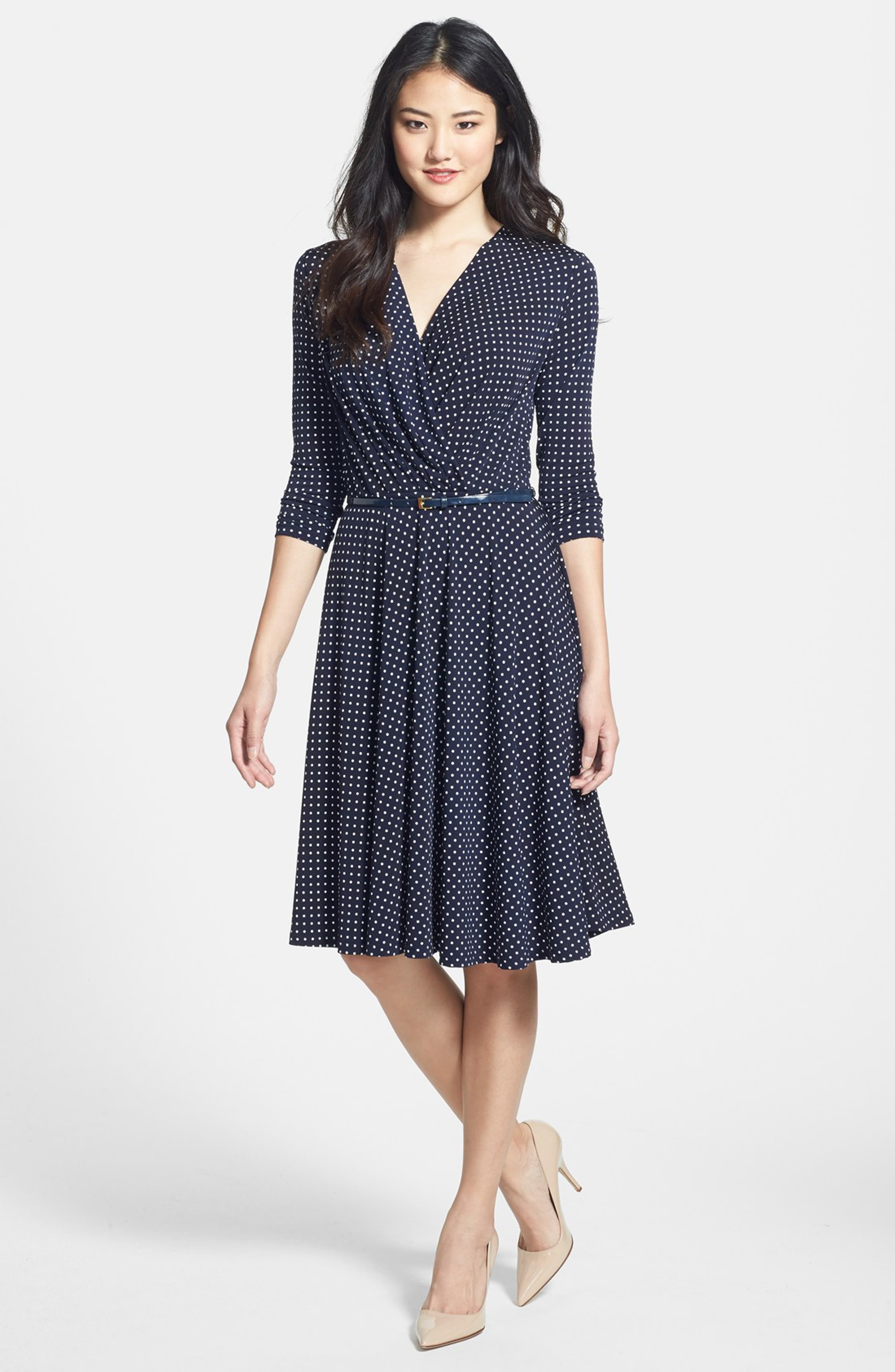 Anne Klein Belted Dot Print Dress | Nordstrom