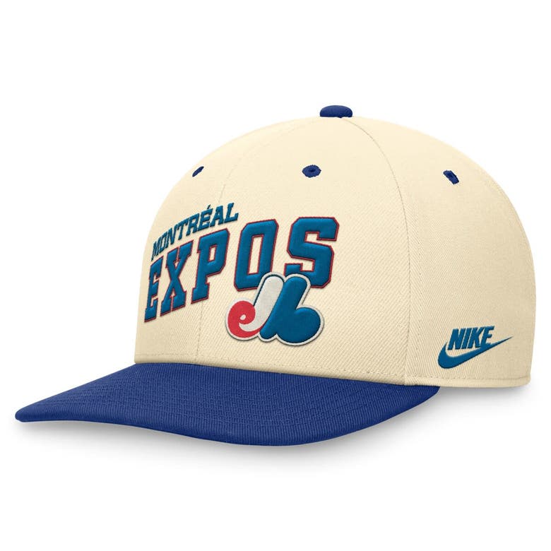 Shop Nike Cream/blue Montreal Expos Rewind Cooperstown Collection Performance Snapback Hat