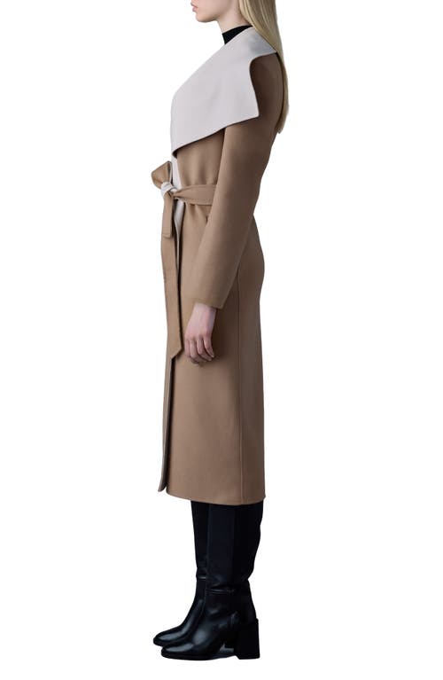 Shop Mackage Mai Wool Long Wrap Coat In Light Camel-trench