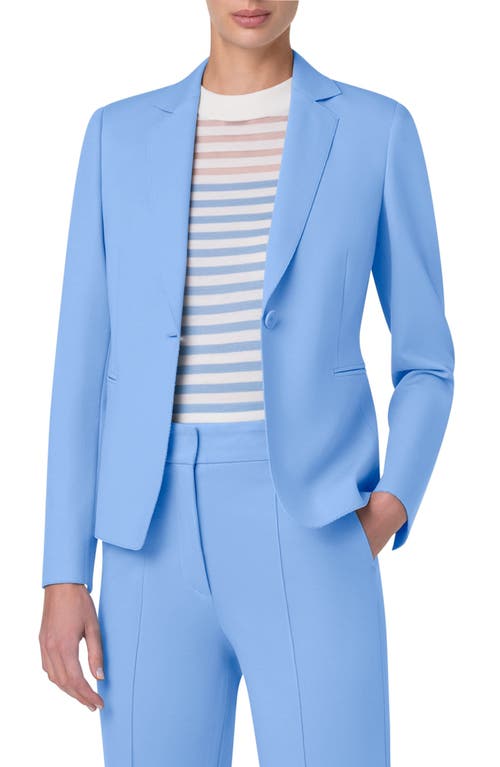 One-Button Double Face Wool Blazer in Sky