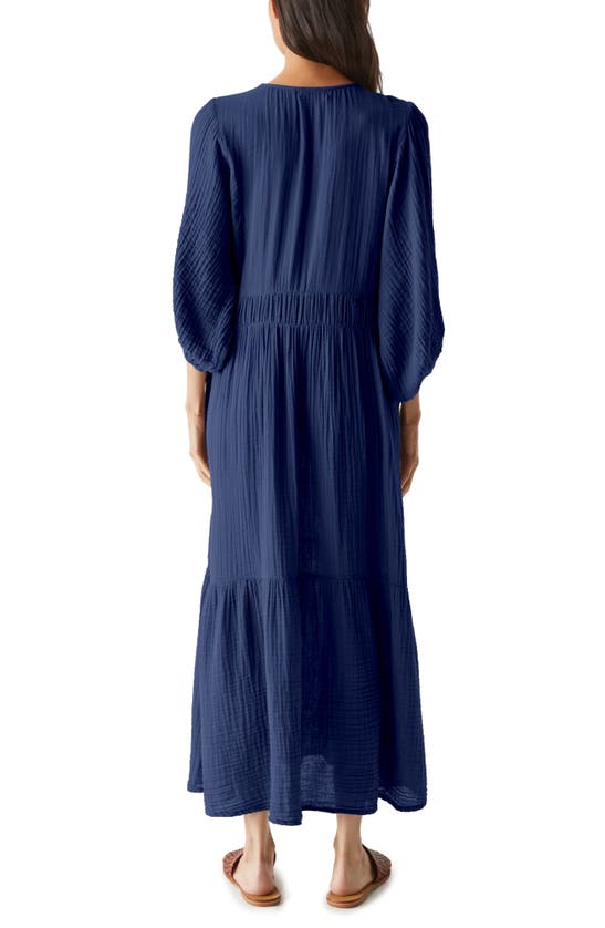 Shop Michael Stars Felicity Gauze Midi Dress In Nocturnal