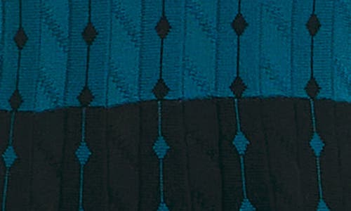 Nina Leonard Two-tone Fit & Flare Sweater Dress In Teal/black