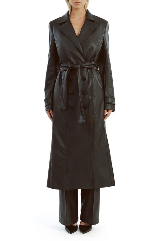 Bardot Faux Leather Trench Coat In Black