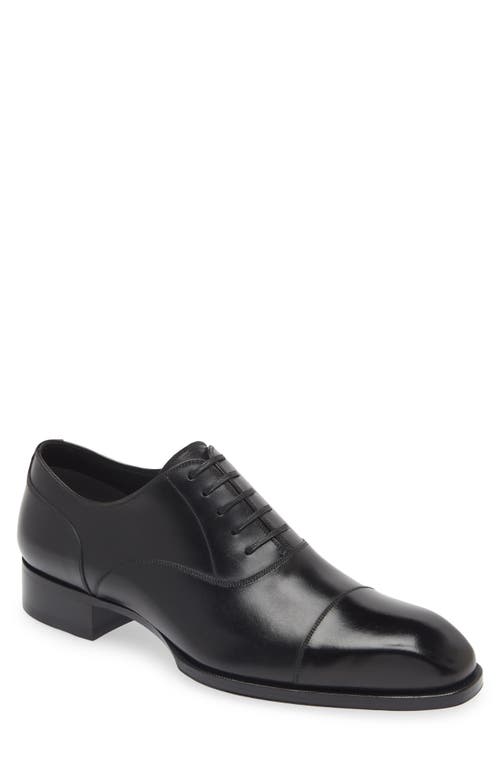 Shop Tom Ford Elkan Burnished Leather Oxford In 1n001 Black