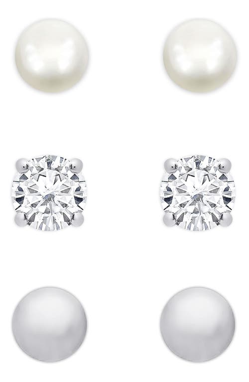 Lily Nily 3-Pair Stud Earrings in Silver at Nordstrom