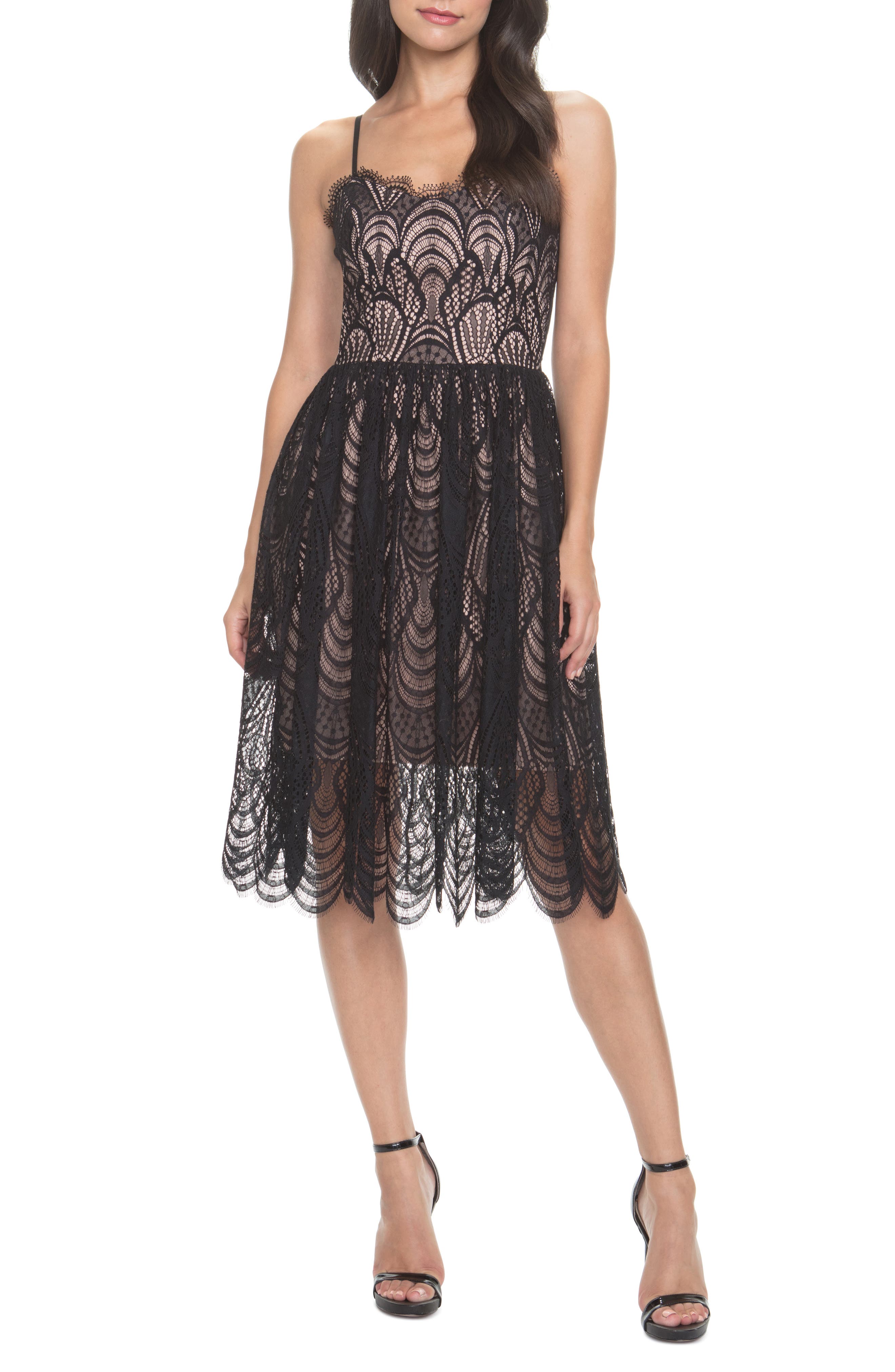 dress the population black lace dress