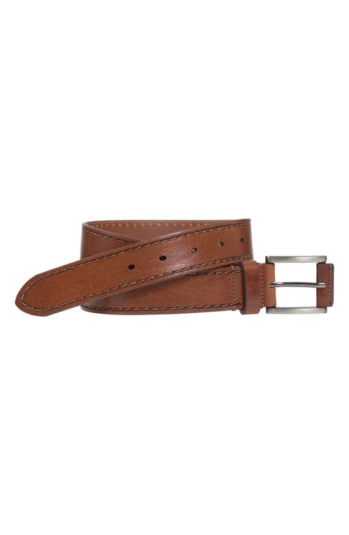 Johnston & Murphy Laser Topstitched Leather Belt Tan at Nordstrom,