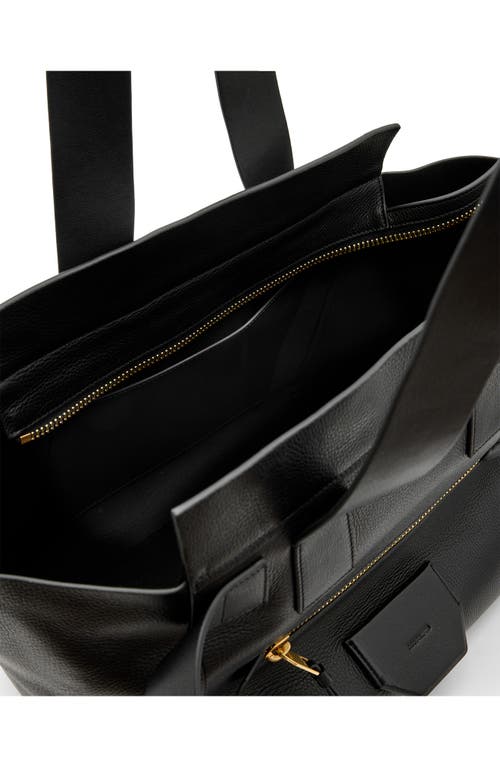 Shop Allsaints Perez Leather Shoulder Tote In Black