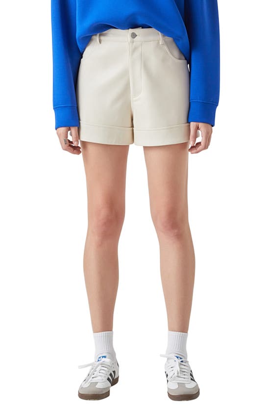 Shop Grey Lab High Waist Faux Leather Shorts In Cream