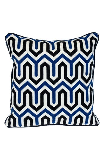 Parkland Collection Machu Embroidered Throw Pillow In Blue White Blue
