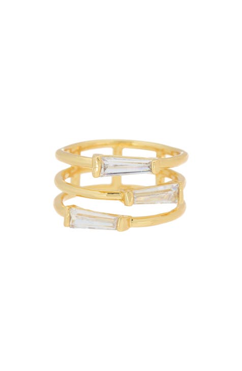 Baguette Crystal Faux Stack Ring