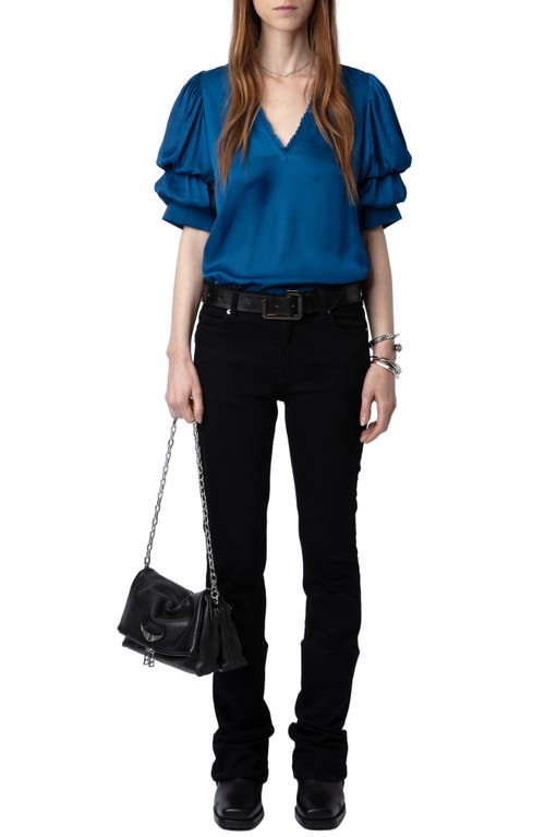 Shop Zadig & Voltaire Taste Bubble Sleeve Satin Top In Overseas