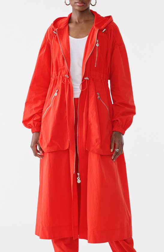 Shop Gstq Parachute Nylon Longline Jacket In Deep Orange