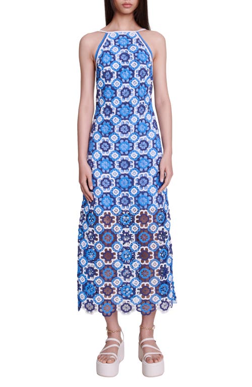 Shop Maje Crochet Maxi Dress In Blue