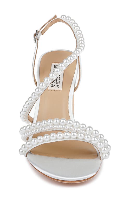 Shop Badgley Mischka Collection Amora Slingback Sandal In White Satin