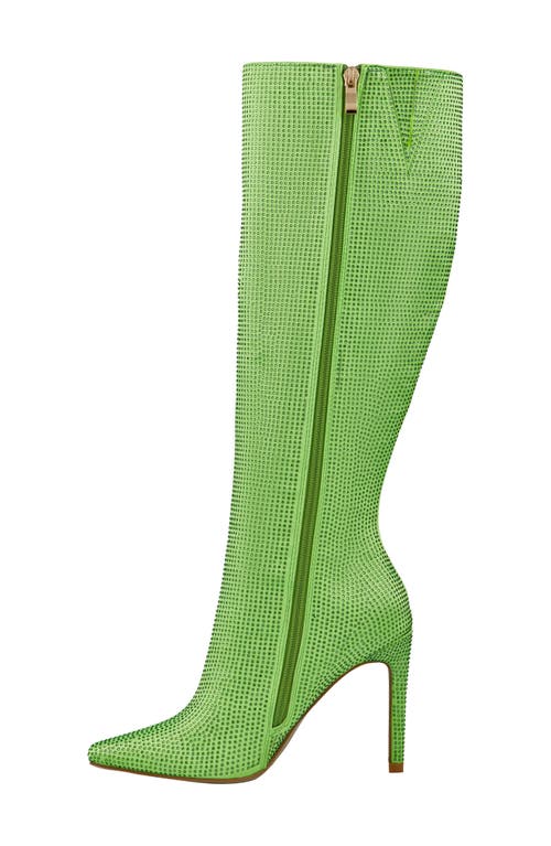 Lady Couture Diamond Rhinestone Pointed Toe Boot In Lime
