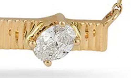 Dana Rebecca Designs Diamond Oval Fluted Bar Pendant Necklace In Yellow Gold